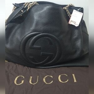 Gucci Black Pebbled Leather Shoulder Bag